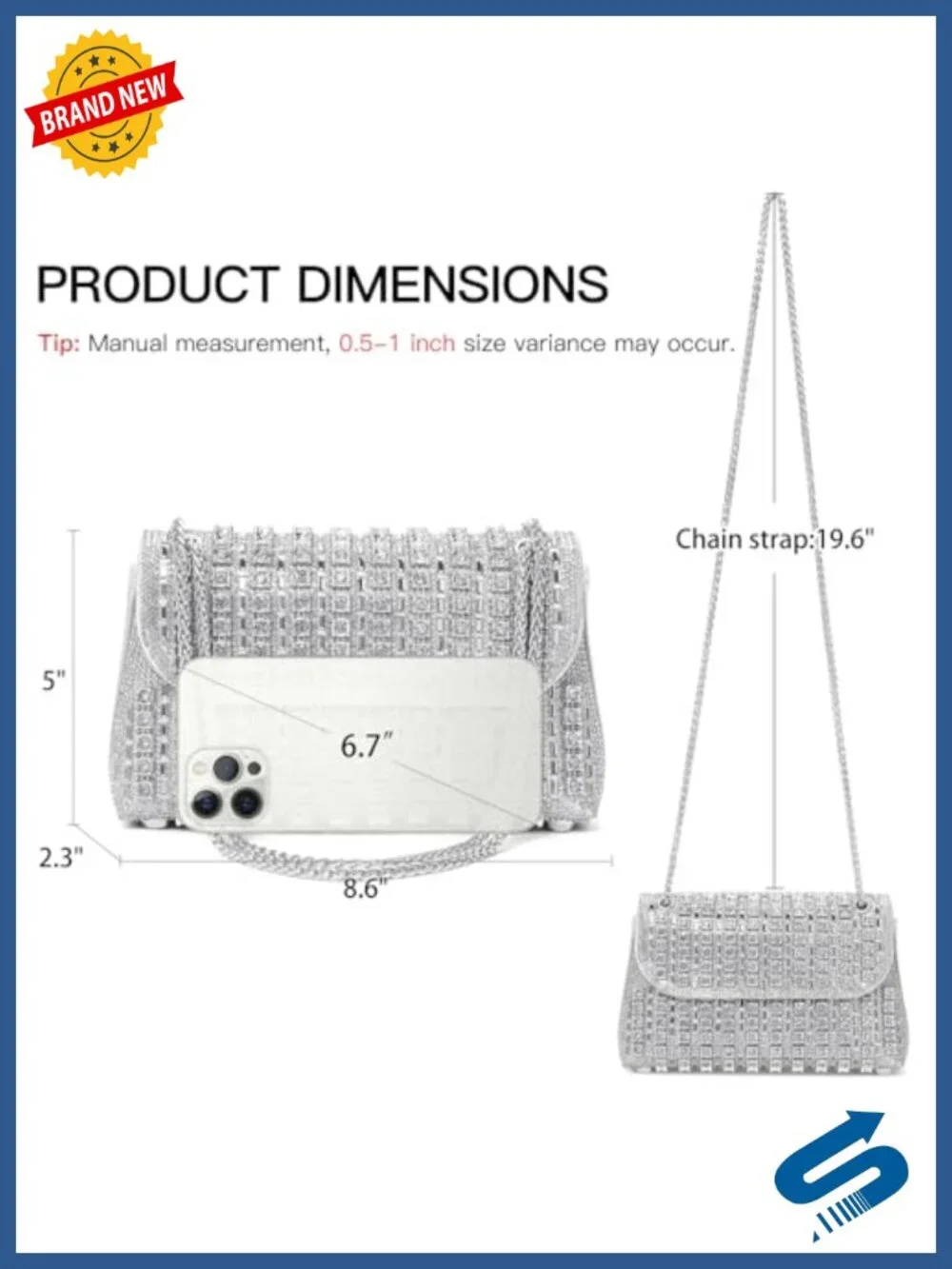 Sparkling Rhinestone Evening Clutch Handbag Purse Ladies Crossbody Shoulder Bag